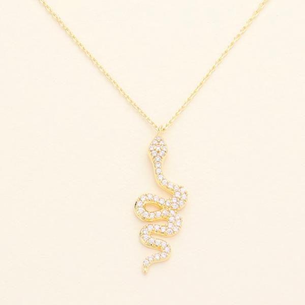RHINESTONE SNAKE PENDANT NECKLACE