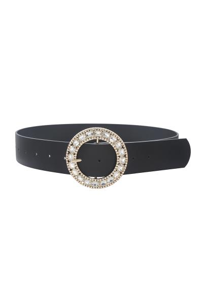 CIRCLE RHINESTONE GEM BUCKLE BELT