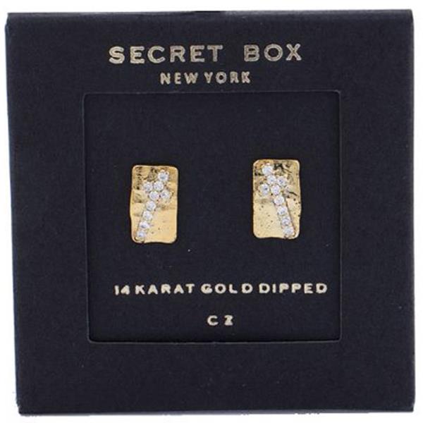 Hammered Rectangle Shape 14K Gold Dipped Earring
