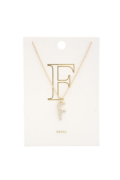 Rhinestone Initial Charm Necklace