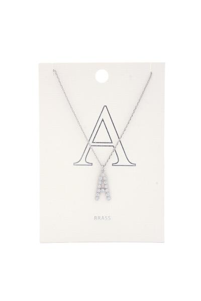RHINESTONE INITAL CHARM NECKLACE