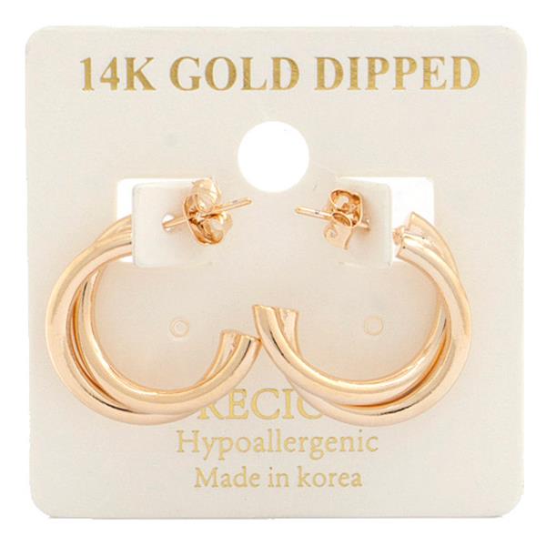 DOUBLE OPEN CIRCLE 14K GOLD DIPPED EARRING