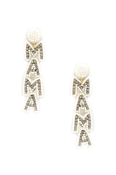 Seed Bead Rhinestone Mama Dangle Earring