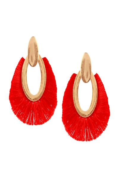 METAL THREADS TASSEL TEARDROP EARRING