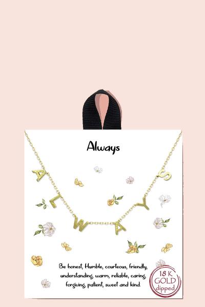18K Gold Rhodium Always Necklace