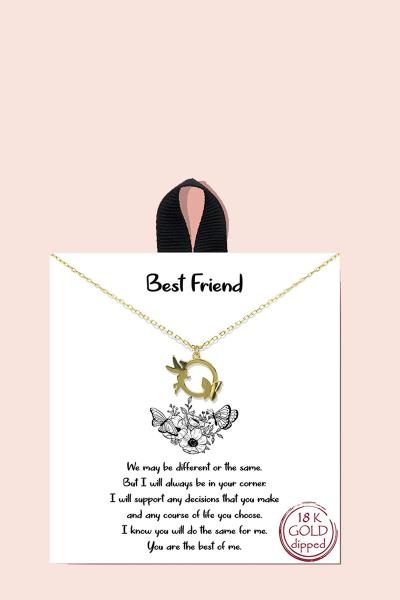 18K GOLD RHODIUM BEST FRIEND PENDANT NECKLACE