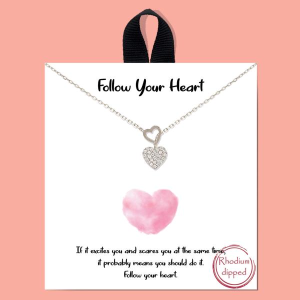 18K GOLD RHODIUM FOLLOW YOUR HEART CHARM NECKLACE