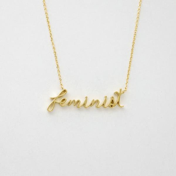 FEMINIST CURSIVE PENDANT NECKLACE