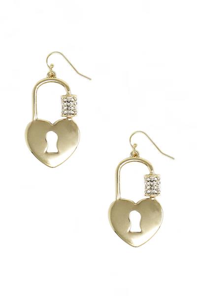 Metal Heart Lock Dangle Earring
