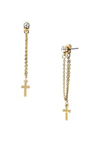 Metal Chain Drop Cross Dangle Earring
