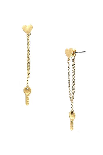 Metal Chain Drop Key Dangle Earring