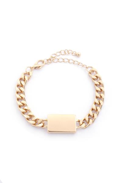 Metal Plate Cuban Link Metal Bracelet