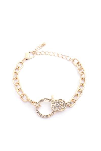 Rhinestone Circle Link Metal Bracelet