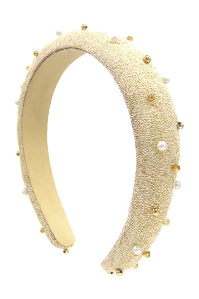 Smooth Pearl Gem Stud Hair Headband
