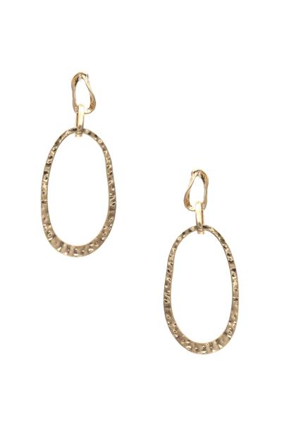 Metal Hammered Oval Dangle Earring
