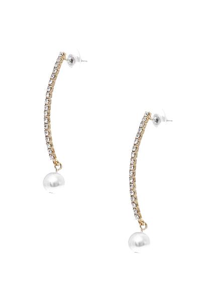 Rhinestone Curved Pearl Earring