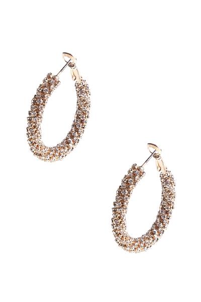 RHINESTONE OVAL ROUGH TEXTURE EARRING