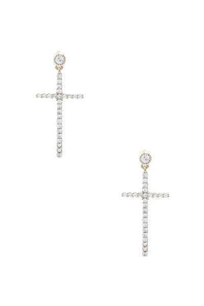 Modern Rhinestone Cross Earring