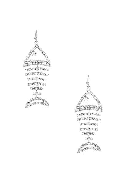 Fish Bone Rhinestone Design Earring