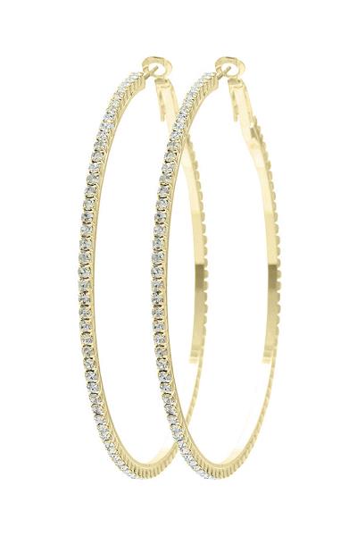 RHINESTONE METAL HOOP EARRING