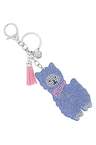 CUTE LLAMA RHINESTONE TASSEL KEY CHAIN