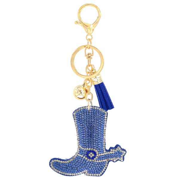 COWBOY RHINESTONE BOOTS TASSEL KEY CHAIN