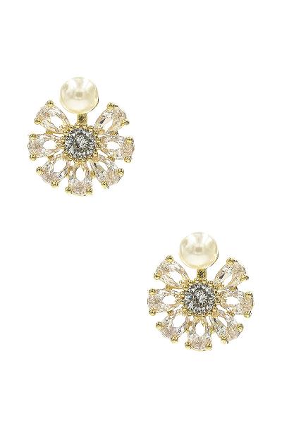 Crystal Pearl Rhinestone Floral Like Earring