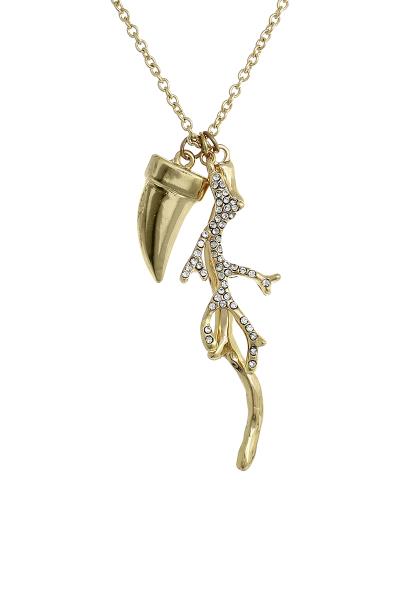 STYLISH METAL TOOTH BRANCH DESIGN NECKLACE