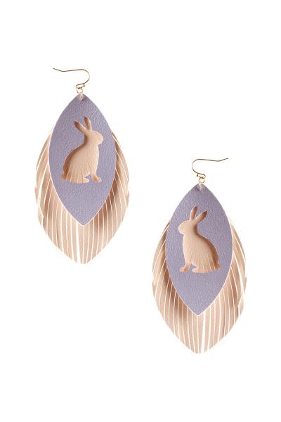 Easter Day Faux Leather Leaf Rabbit Dangle Earring