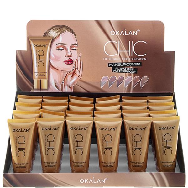 Chic Gold Tube Foundation Makeup Cover (24 Units)