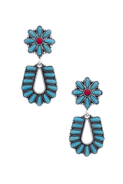 Western Horse Shoe Flower Earring