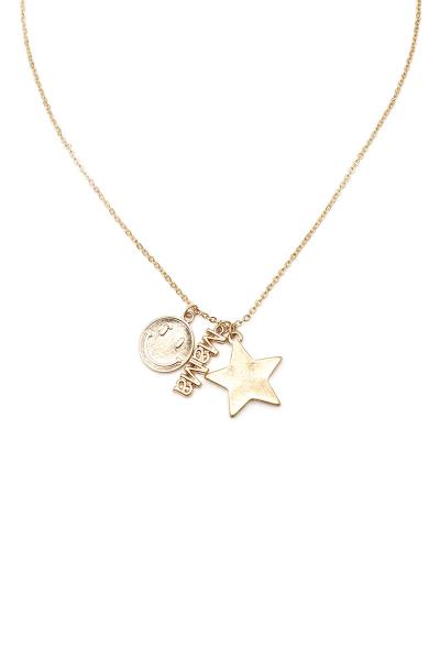 FASHION MULTI LETTER SMILE STAR PENDANT NECKLACE