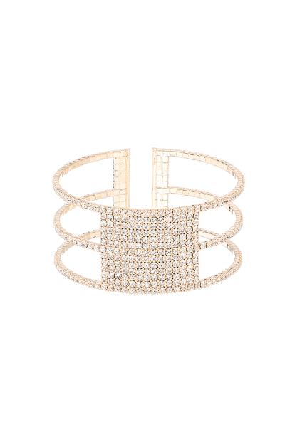 Rhinestone 3ROW Center 14LINE Cuff Bracelet