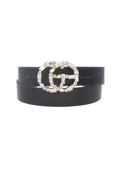 RHINESTONE BUCKLE CROC BELT