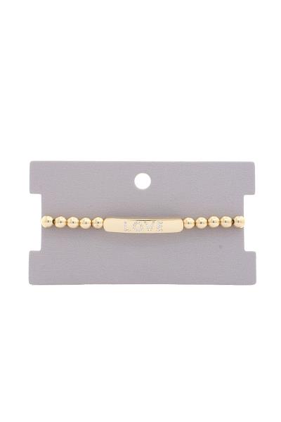 Love Brass Cubic Zirconia Stretch Beaded Bracelet