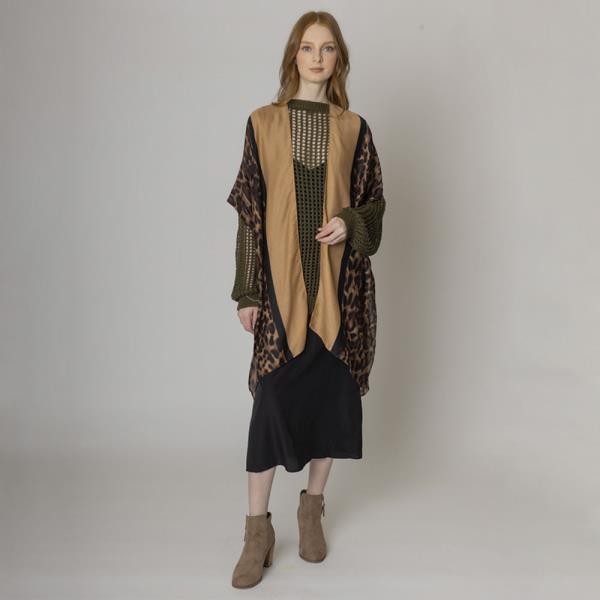 TWO TONE LEOPARD PRINT KIMONO