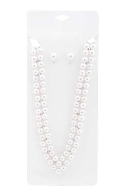 Pearl Bead Necklace and Earring Set