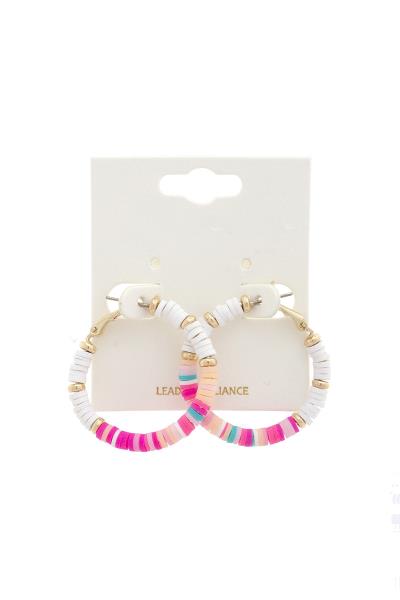 RUBBER DISC BEAD HOOP EARRING