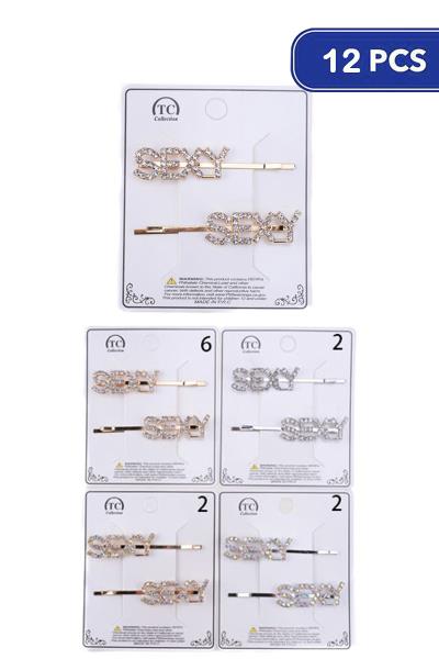 Rhinestone Sexy Hair Pin 3 Pc Set (12 Units)