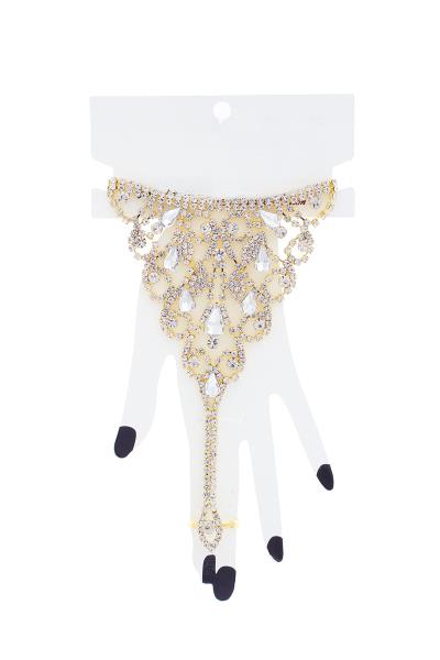 Teardrop Rhinestone Finger Ring Bracelet