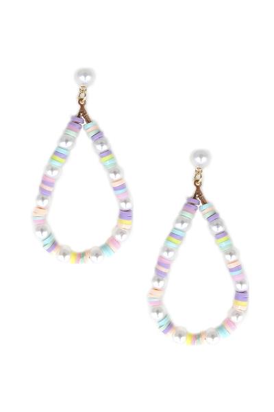 Rubber Disc Bead Teardrop Dangle Earring