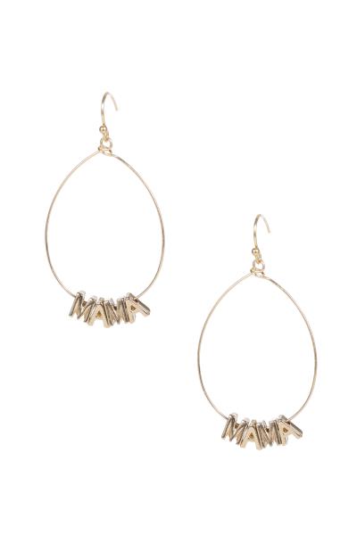 Happy Mother`s Day Mama Metal Teardrop Earring