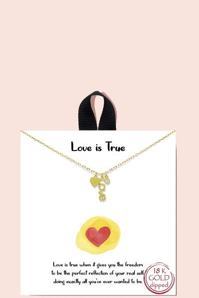 18K Gold Rhodium Dipped Love Is True Necklace