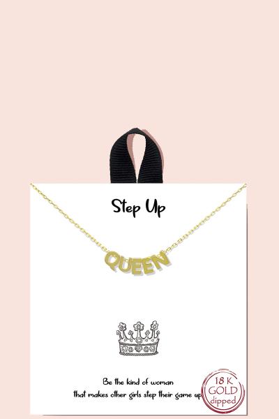18K Gold Rhodium Dipped Woman Queen Necklace