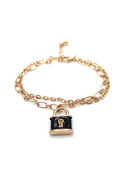 Key Lock Metal Chain Link Bracelet