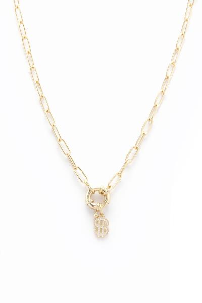 SODAJO DOLLAR SIGN CHARM OVAL LINK NECKLACE