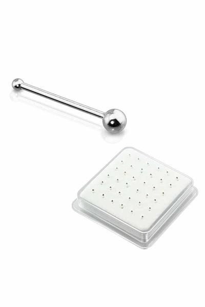 24 Sterling Silver Nose Stud with Ball Tip 36 Pc