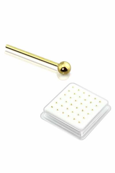 Gold Plated Ball Nose Stud Straight Tip 36 Pc