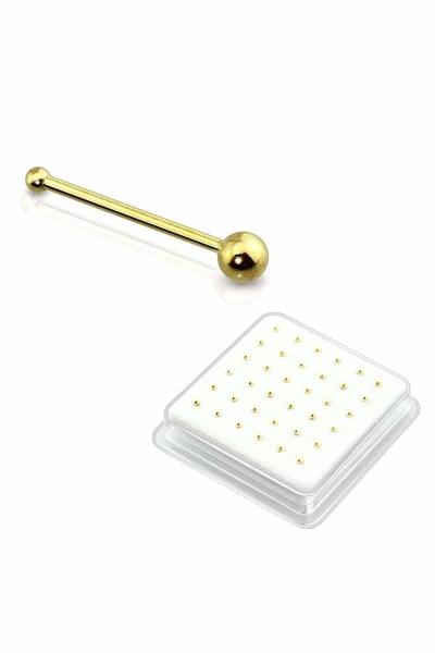 Gold Plated Ball Nose Stud with Ball Tip 36 Pc
