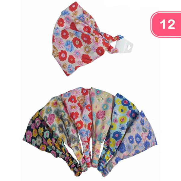 Flower Print Wide Headband (12 Units)